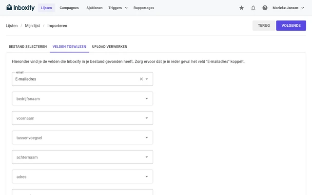`Contacten` importeren