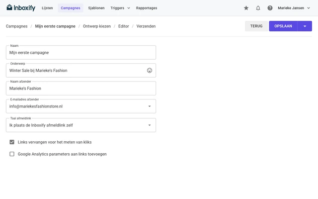 Basisgegevens nieuwsbrief